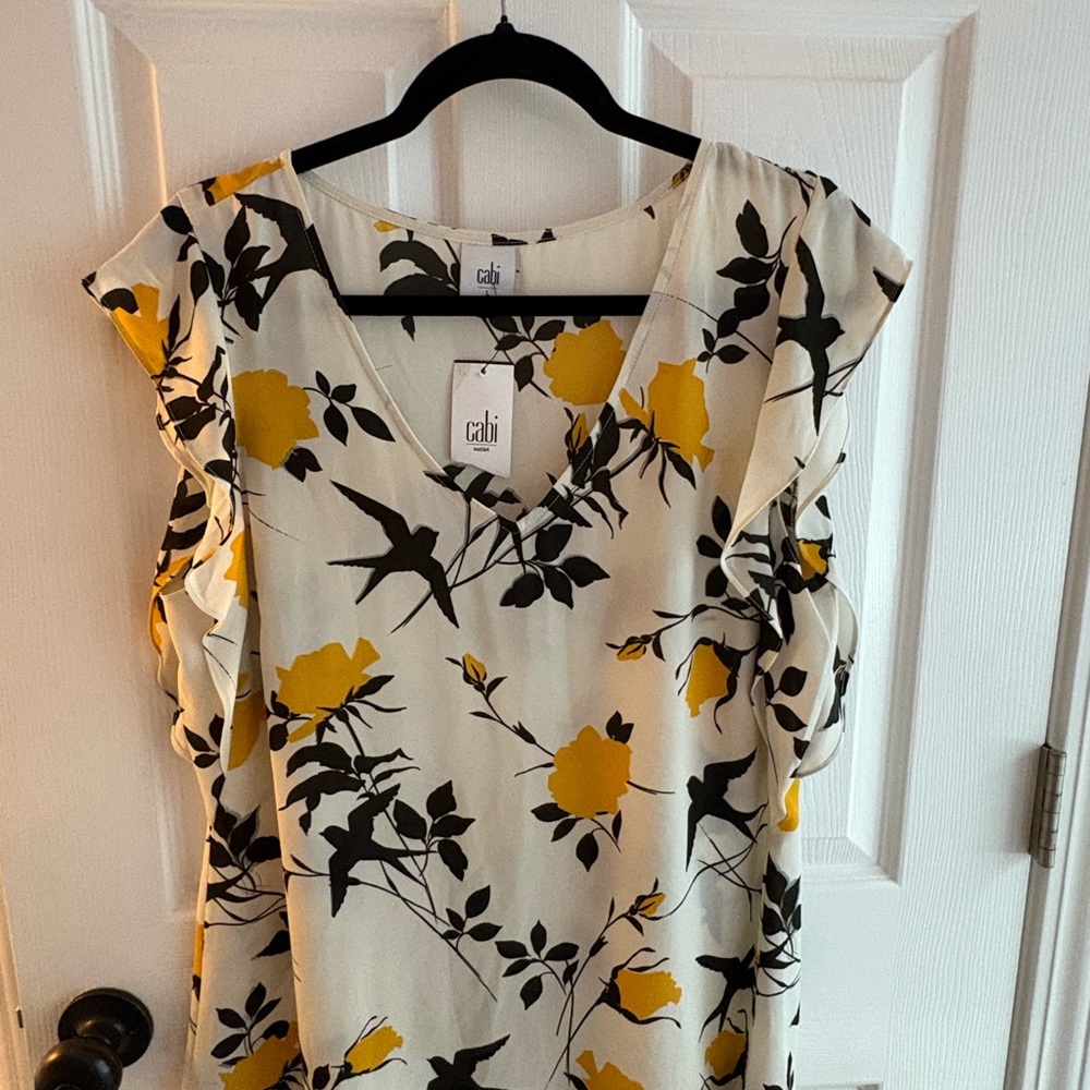 CAbi Floral Blouse in Yellow and Black